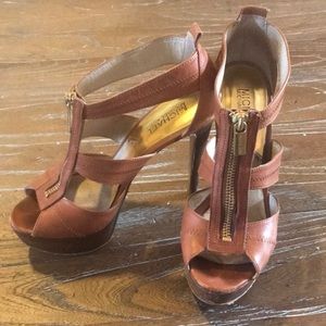 5” Michael Kors Heels, gold zipper accent